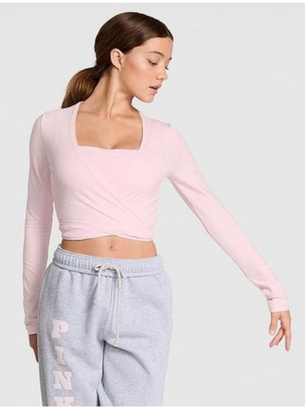 PINK Victoria's Secret Pale Pink Ballet Wrap Top